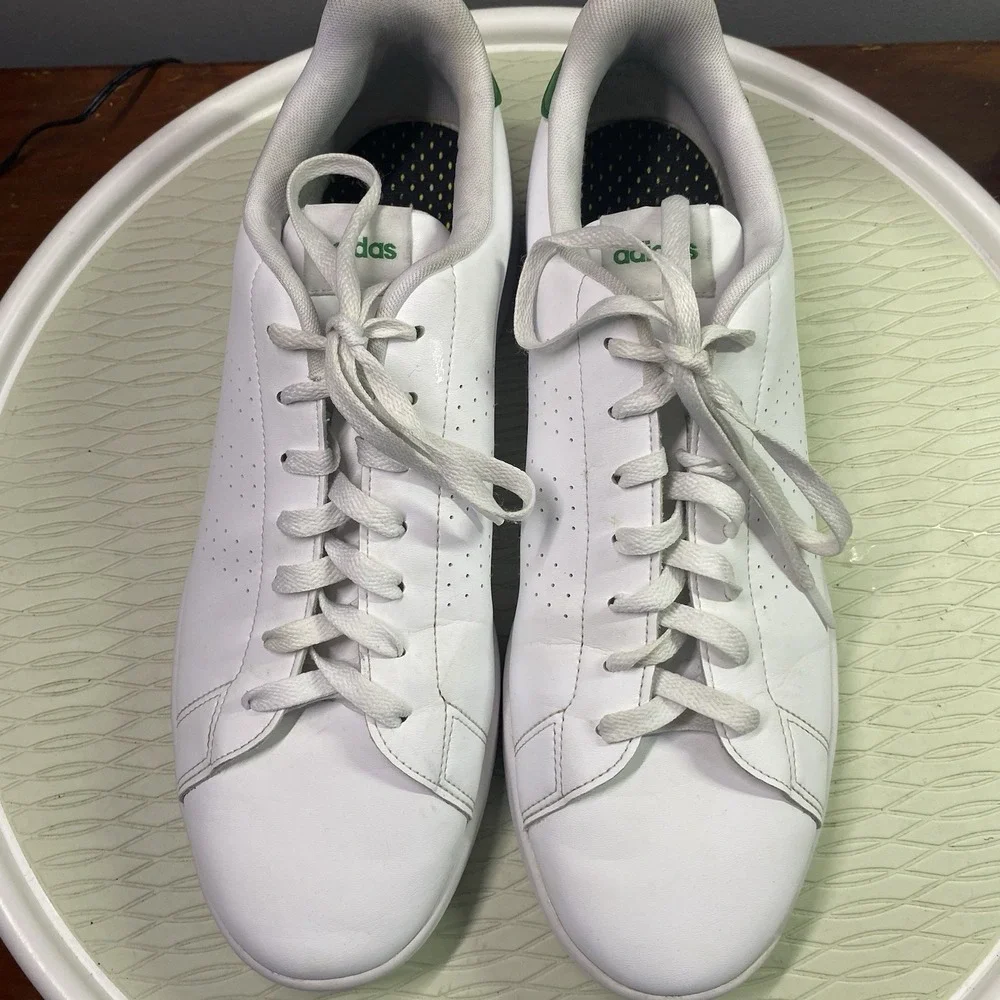 Adidas Men's Advantage Sneaker Tennis Shoe, Footwear White/Green, US 13 UK 12.5‎